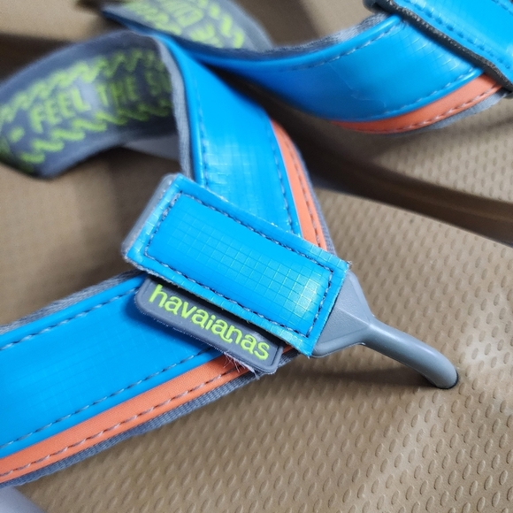 HAVAIANAS Urban Tech Blue Orange Flip Flop Sandals Men's 9/10 - Picture 3 of 7